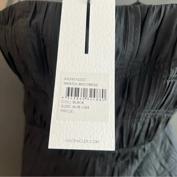 Acler Bristol Midi Dress in Black Size US 4 NEW! New with tags!